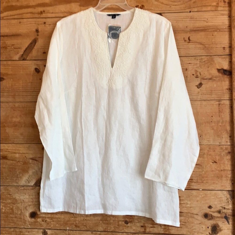 Land’s End 100% linen beaded top